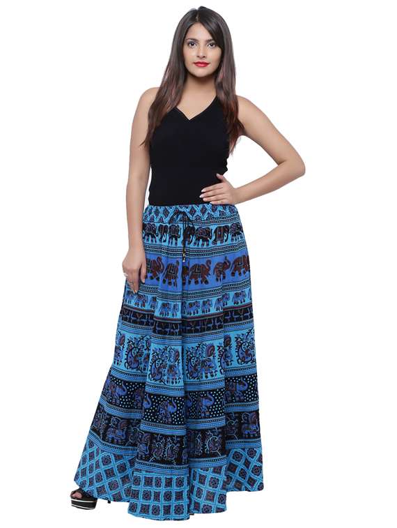 blue printed flared skirt - 18327755 -  Standard Image - 3