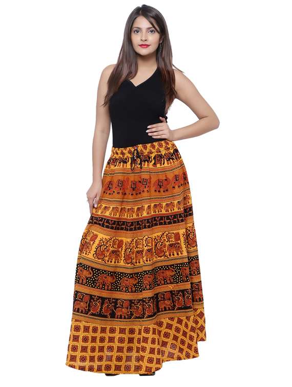 yellow printed flared skirt - 18327756 -  Standard Image - 3