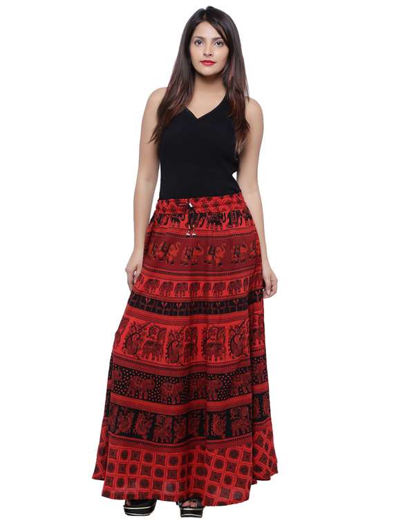 red printed flared skirt - 18327757 -  Standard Image - 3