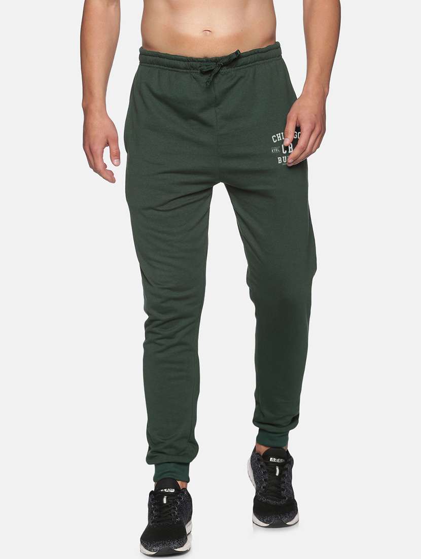 green printed joggers track pant