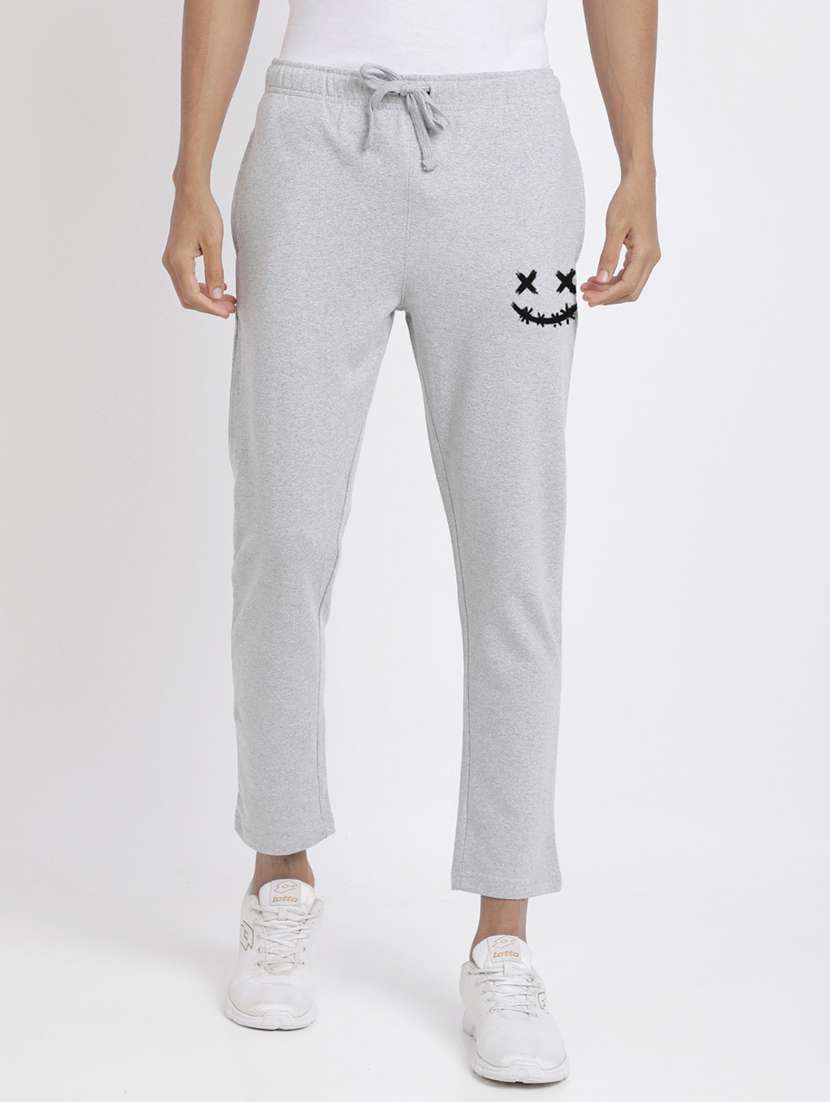 grey printed full length track pant
