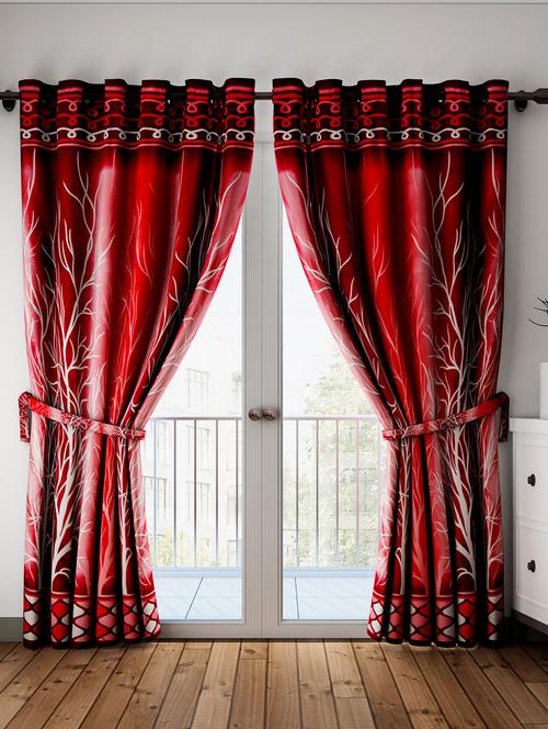 home sizzler 2 pieces maroon door curtains - 18328608 - Standard Image - 0