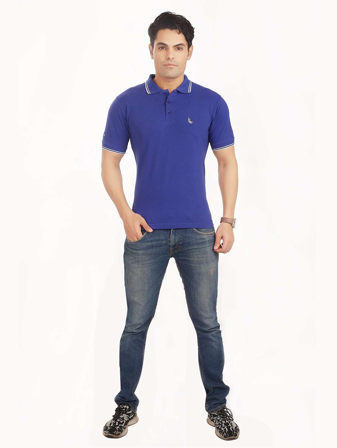 navy blue  polo solid t-shirt - 18328940 -  Standard Image - 3