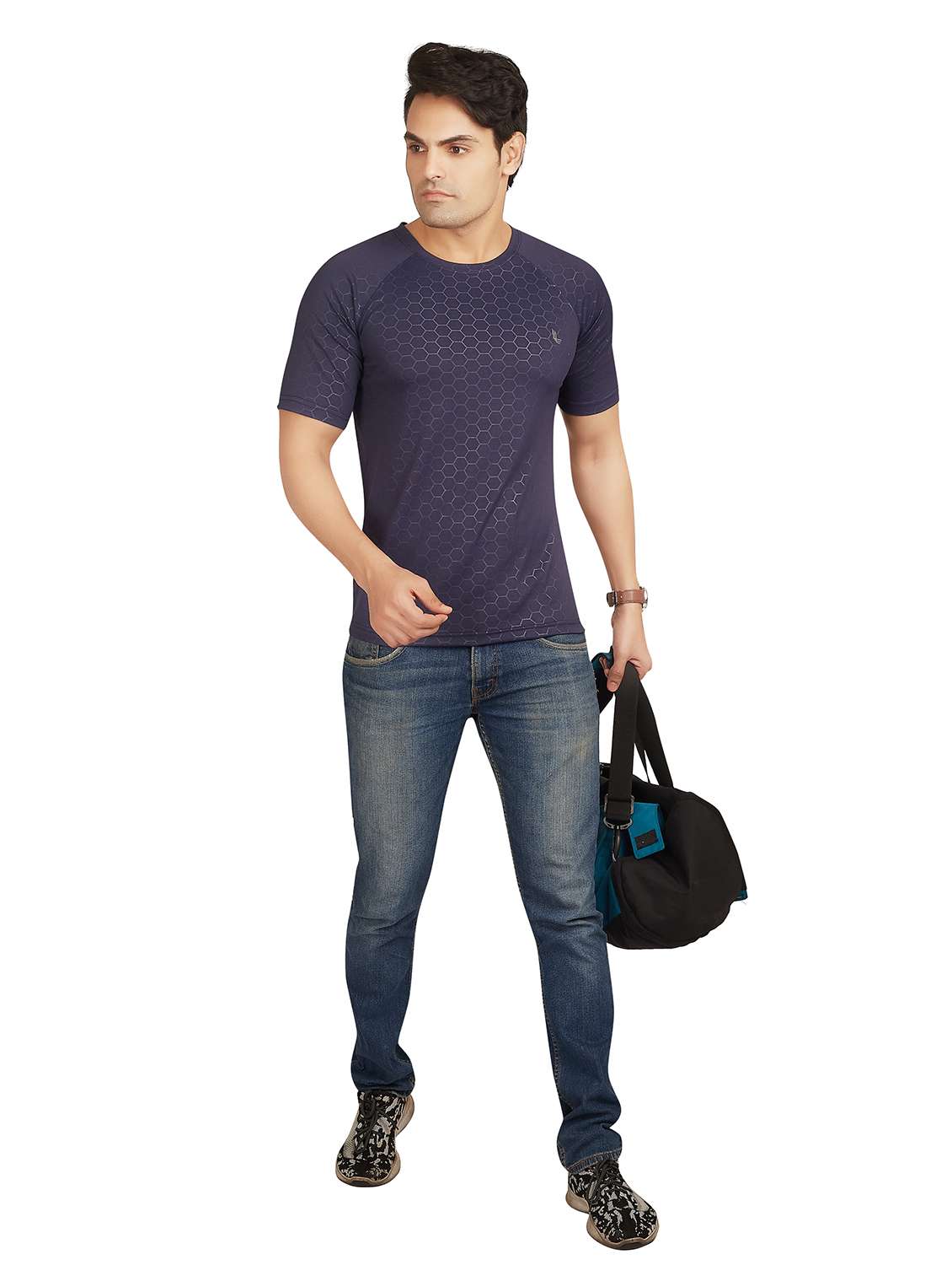 navy blue printed t-shirt - 18328973 - Standard Image - 3
