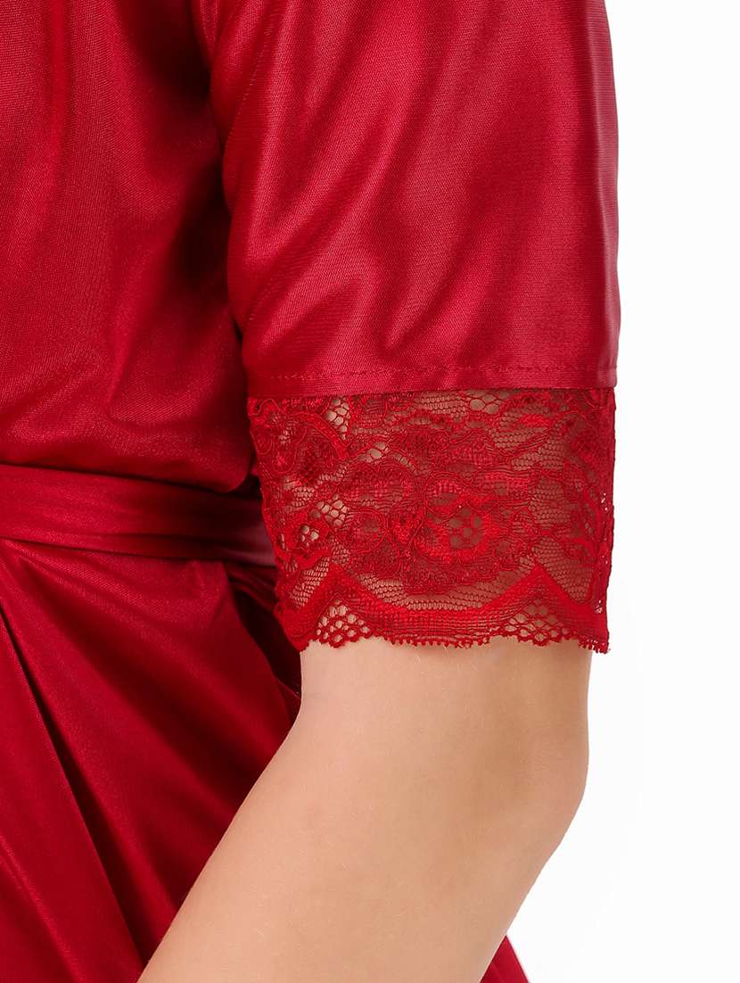 tie front lace detail nighty set - 18328991 - Standard Image - 5