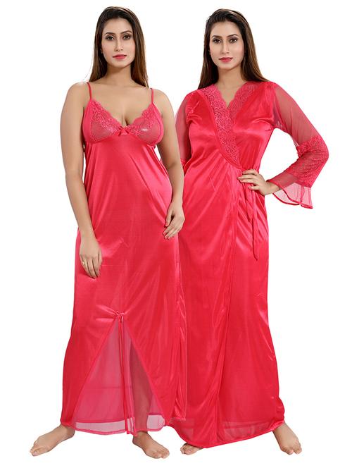 tie front lace detail nightwear set - 18329015 - Standard Image - 0