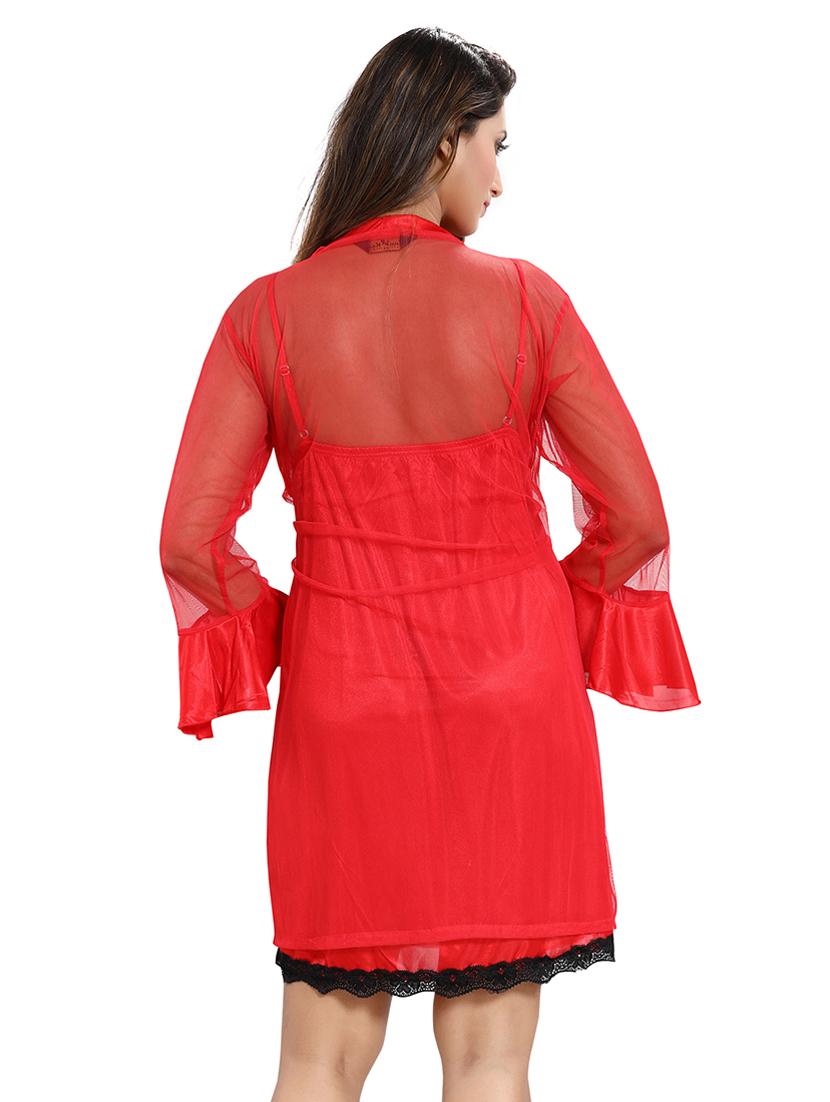 tie front lace detail nightwear set - 18329022 - Standard Image - 3