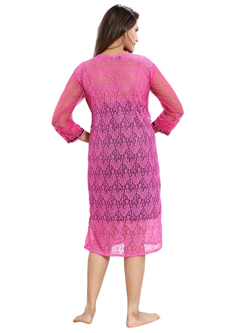 tie front lace detail nightwear set - 18329024 - Standard Image - 3
