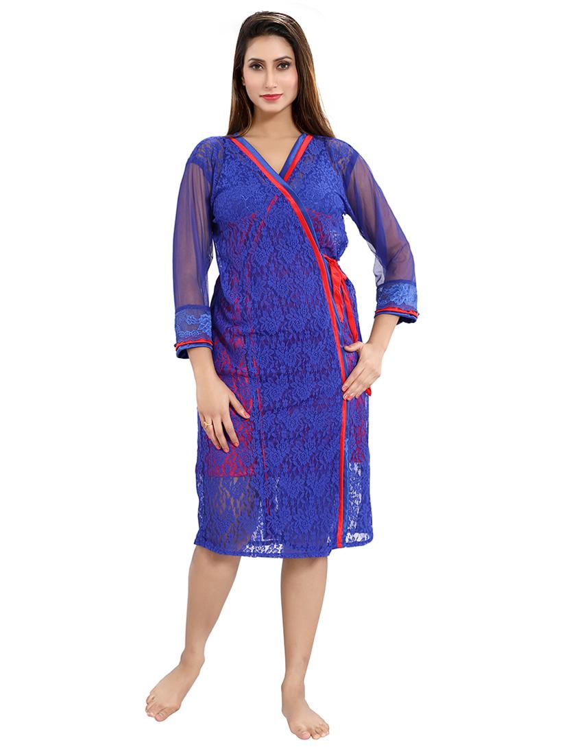 tie front lace detail nightwear set - 18329025 - Standard Image - 3