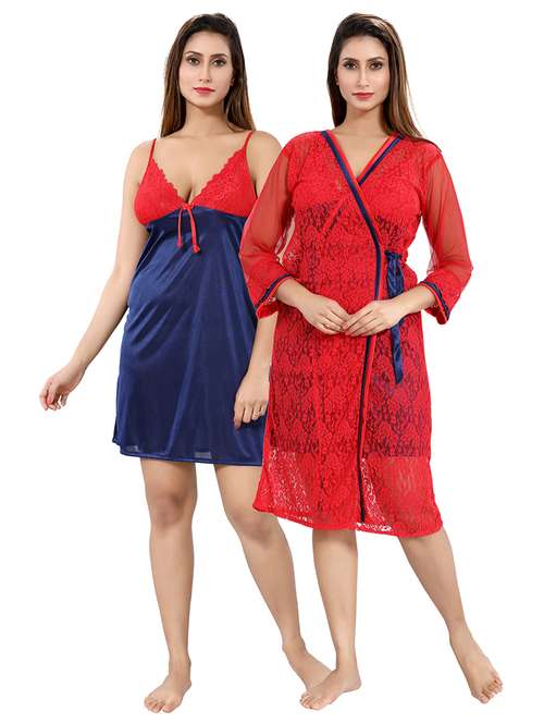 tie front lace detail nightwear set  - 18329027 -  Standard Image - 0