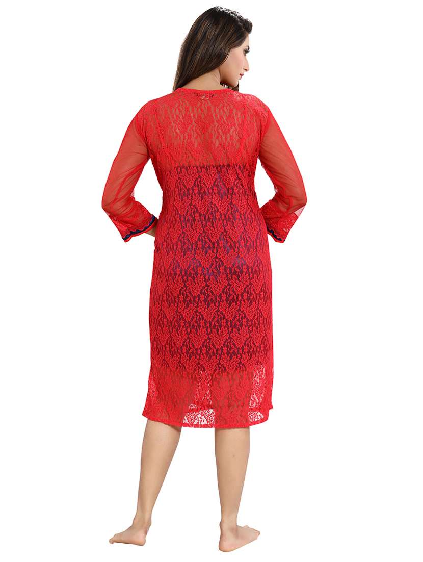 tie front lace detail nightwear set  - 18329027 -  Standard Image - 3