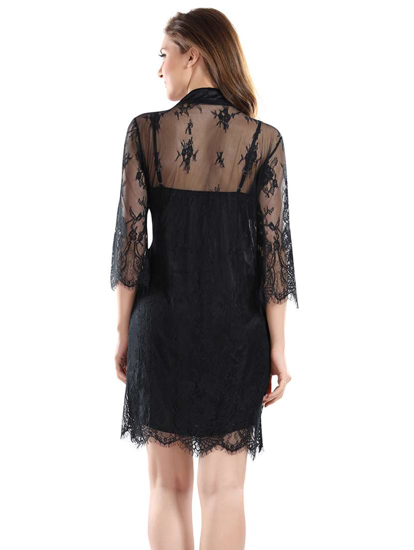 tie front laced nightwear set  - 18329033 -  Standard Image - 3