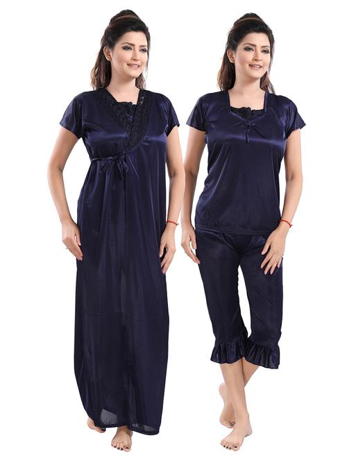 blue solid sleepwear robe set - 18329049 - Standard Image - 0