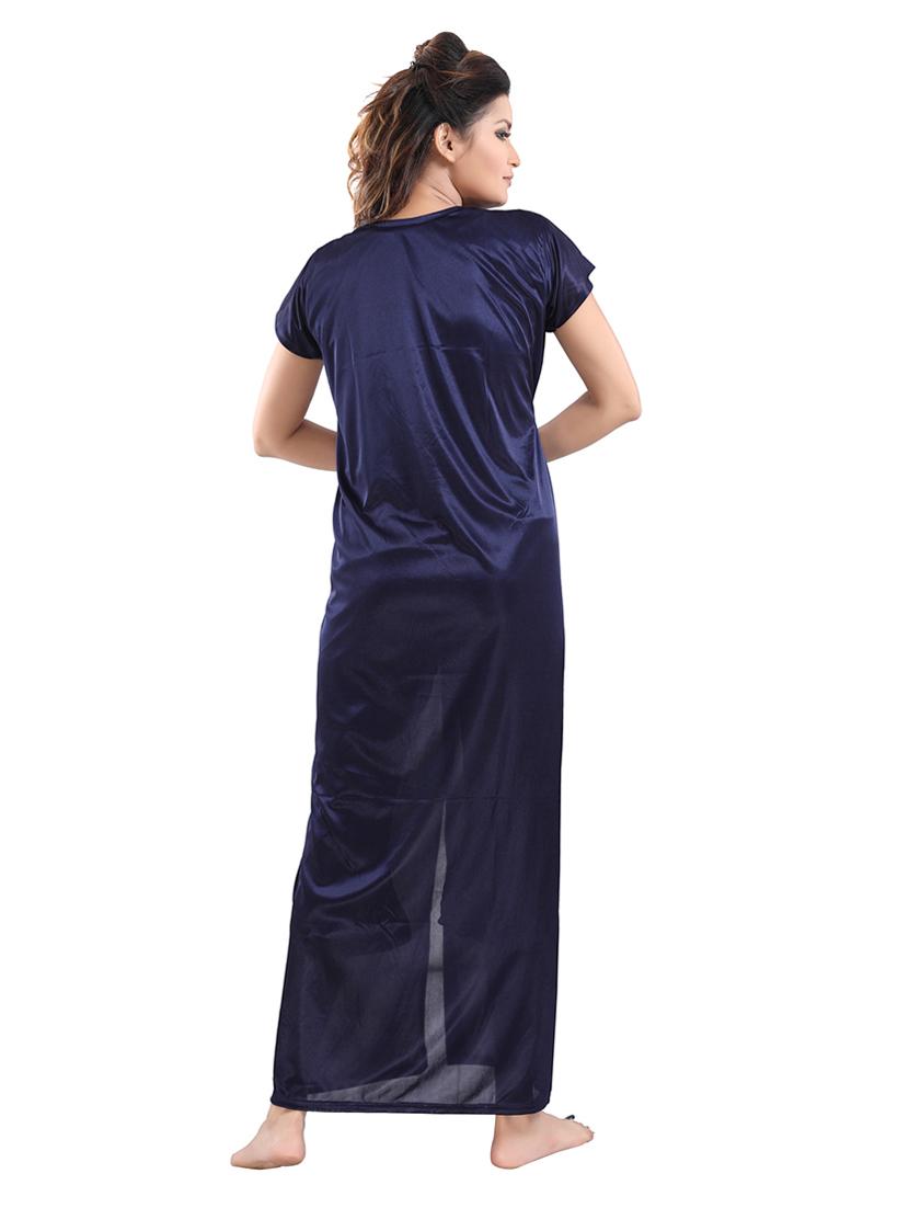 blue solid sleepwear robe set - 18329049 - Standard Image - 3