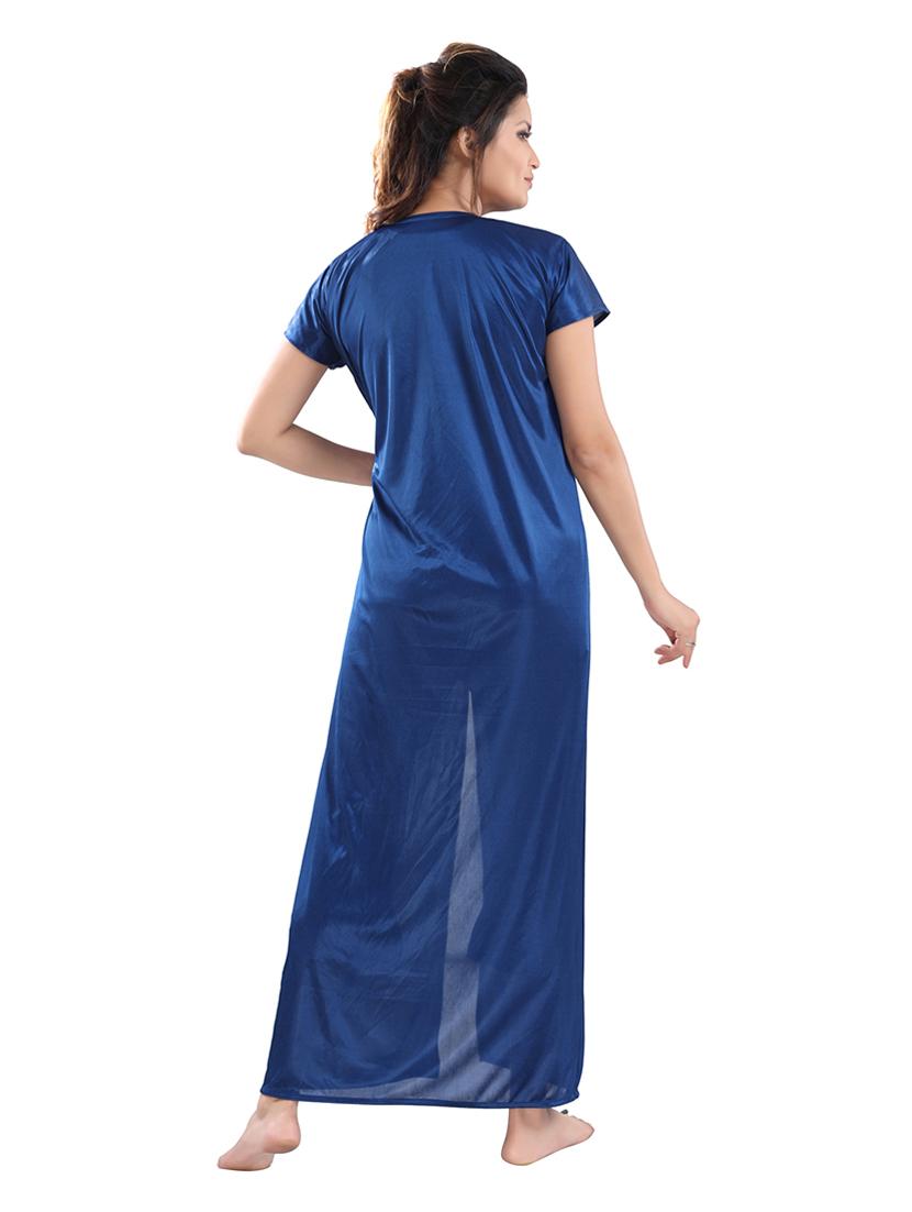 tie front solid nightwear set - 18329064 - Standard Image - 5