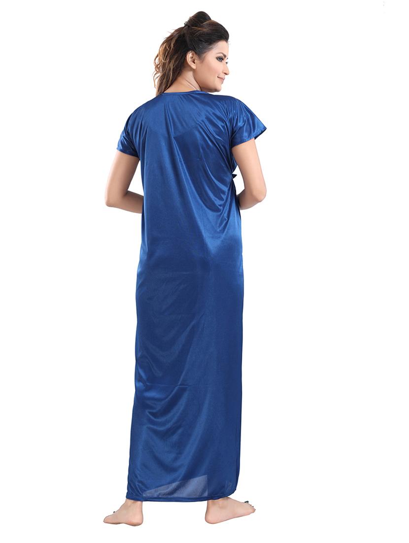 tie front solid nightwear set - 18329095 - Standard Image - 5