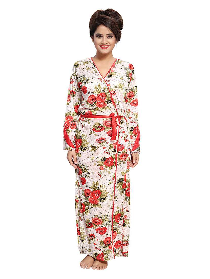tie front floral combo nightwear set  - 18329114 -  Standard Image - 3
