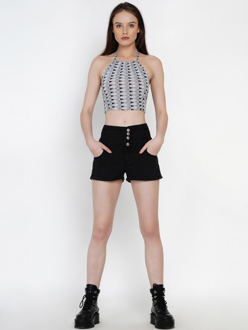 white georgette crop top - 18329265 - Standard Image - 3