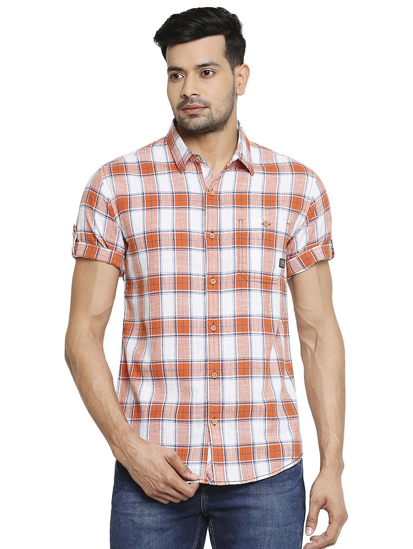orange checked casual shirt - 18329400 - Zoom Image - 0