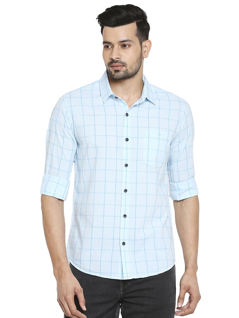 light blue checked casual shirt - 18329402 - Zoom Image - 0