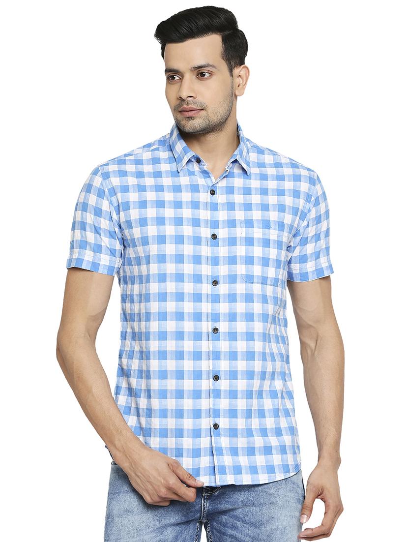 light blue checked casual shirt - 18329403 -  Zoom Image - 0