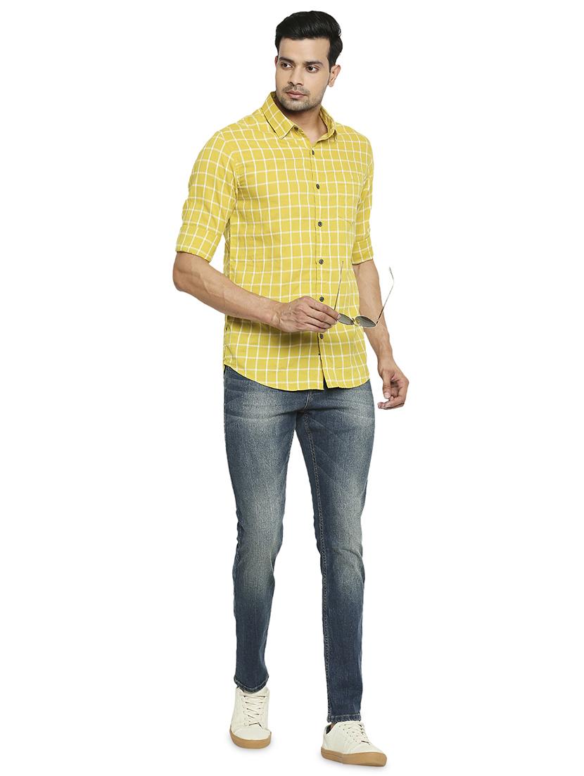 yellow checked casual shirt - 18329404 - Standard Image - 3