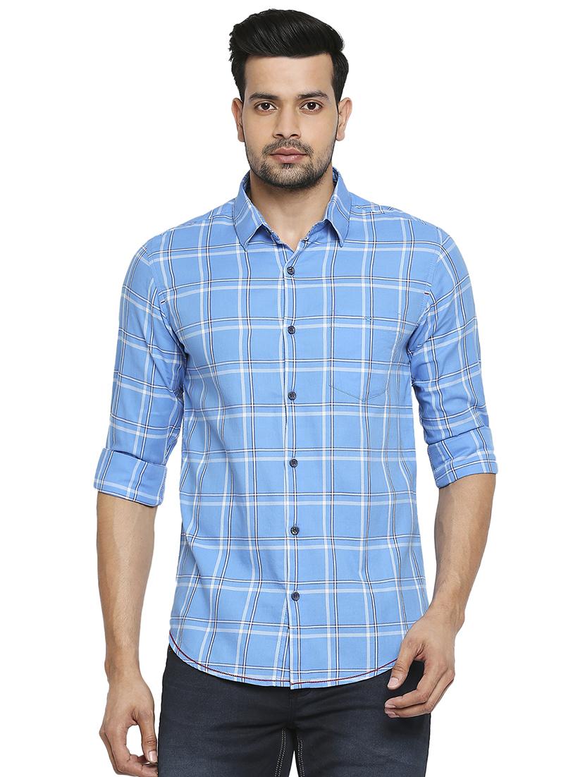 light blue checked casual shirt - 18329405 - Zoom Image - 0
