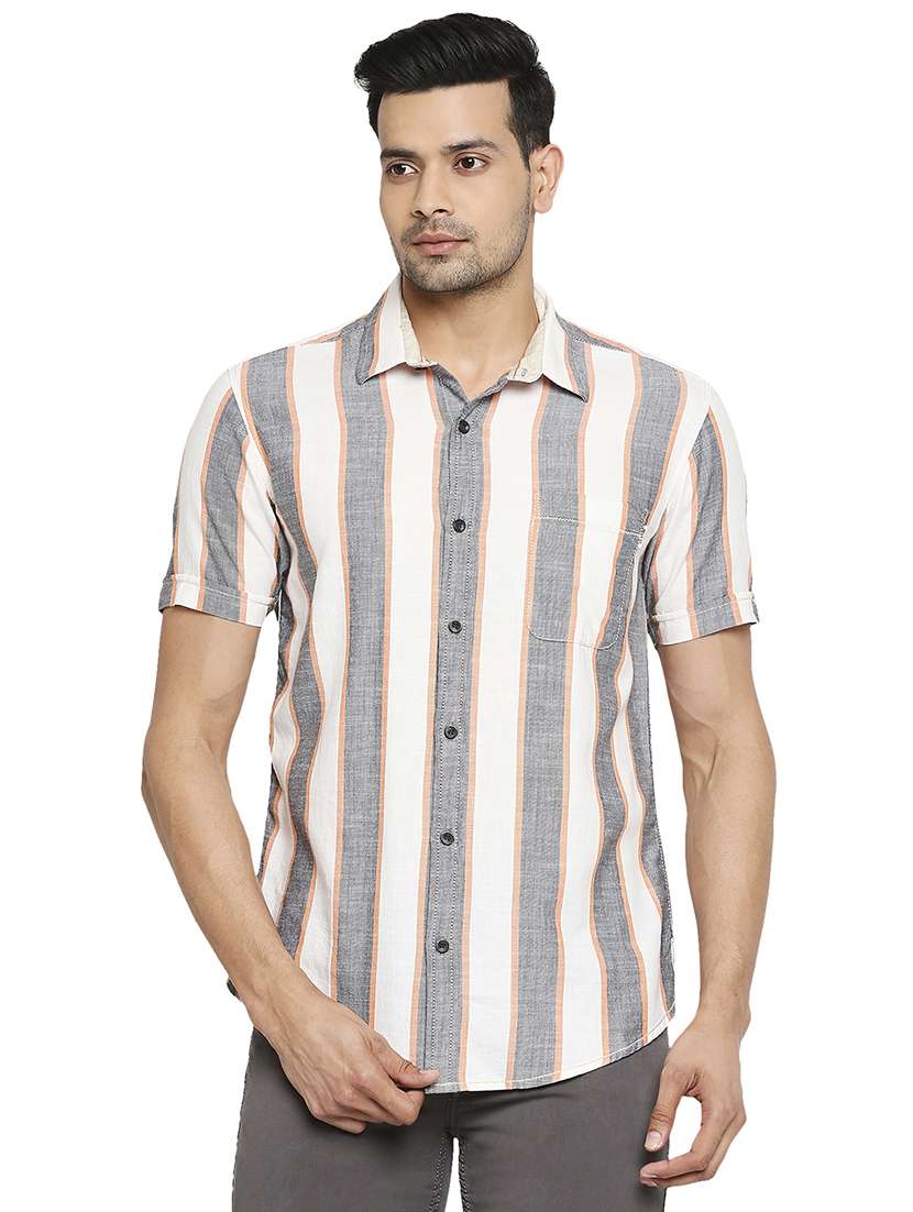 Striped Shirt Mufti Mens Slim Fit Casual Shirts Mufti Men Trim