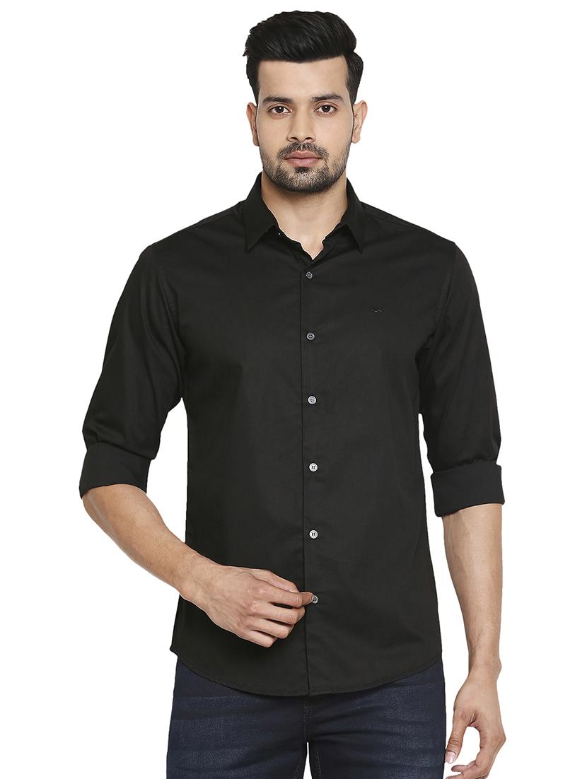black solid casual shirt - 18329470 - Zoom Image - 0