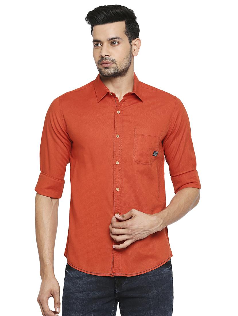 orange solid casual shirt - 18329475 - Zoom Image - 0