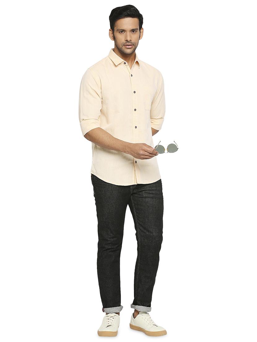 yellow solid casual shirt - 18329486 - Standard Image - 3