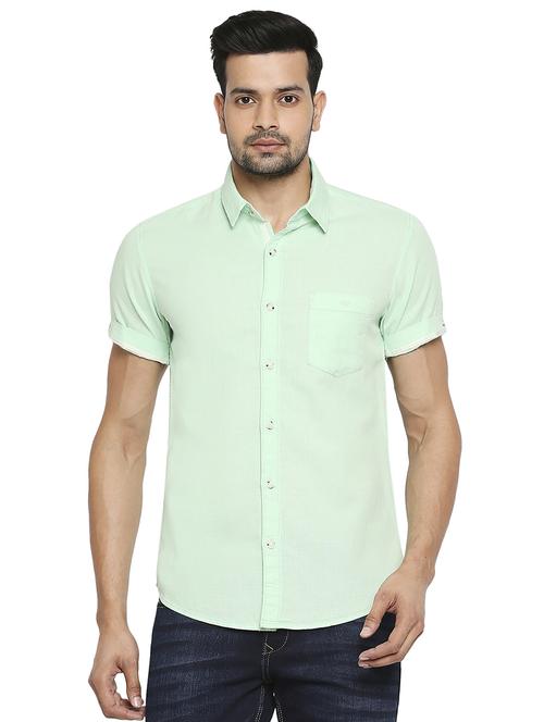 green solid casual shirt - 18329498 -  Standard Image - 0