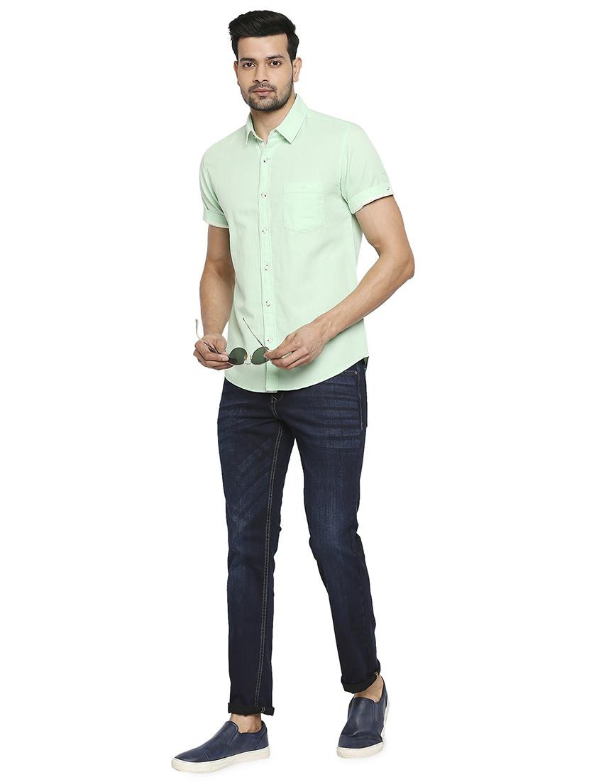 green solid casual shirt - 18329498 - Standard Image - 3
