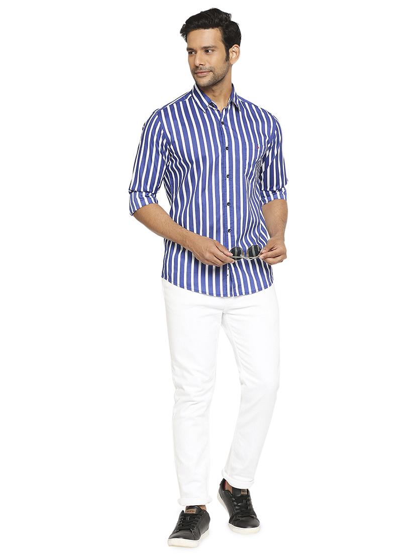 blue striped casual shirt - 18329509 - Standard Image - 3