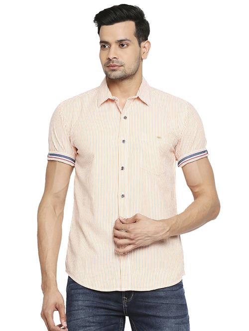 orange striped casual shirt - 18329531 - Standard Image - 0