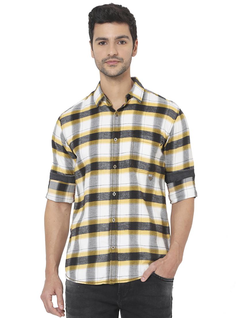 yellow checked casual shirt - 18329571 - Zoom Image - 0