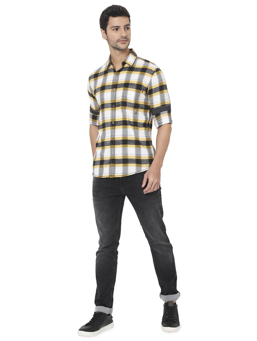 yellow checked casual shirt - 18329571 - Standard Image - 3