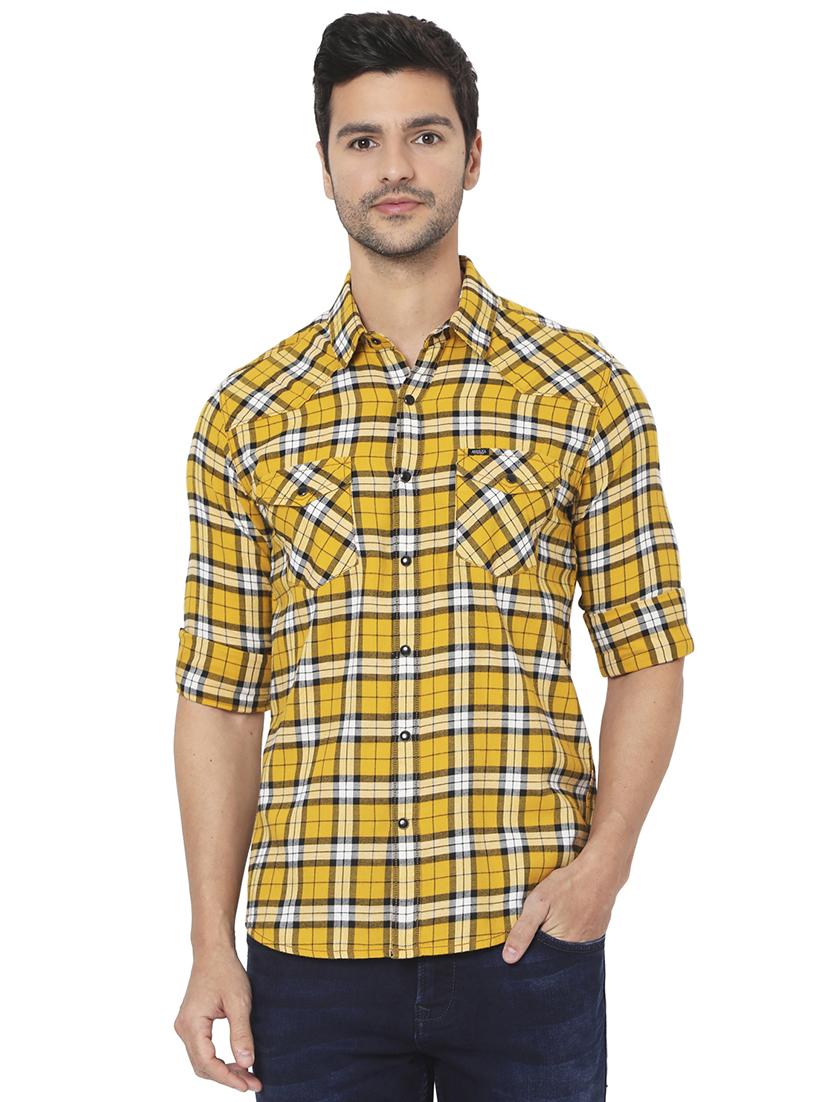 yellow checked casual shirt - 18329600 - Zoom Image - 0