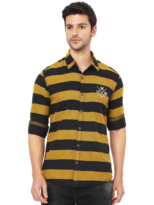 yellow striped casual shirt - 18329603 - Standard Image - 0