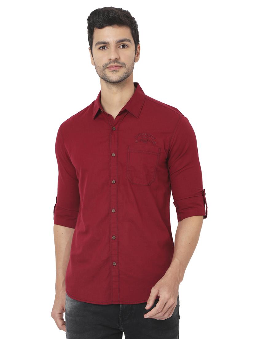 red solid casual shirt - 18329724 - Zoom Image - 0