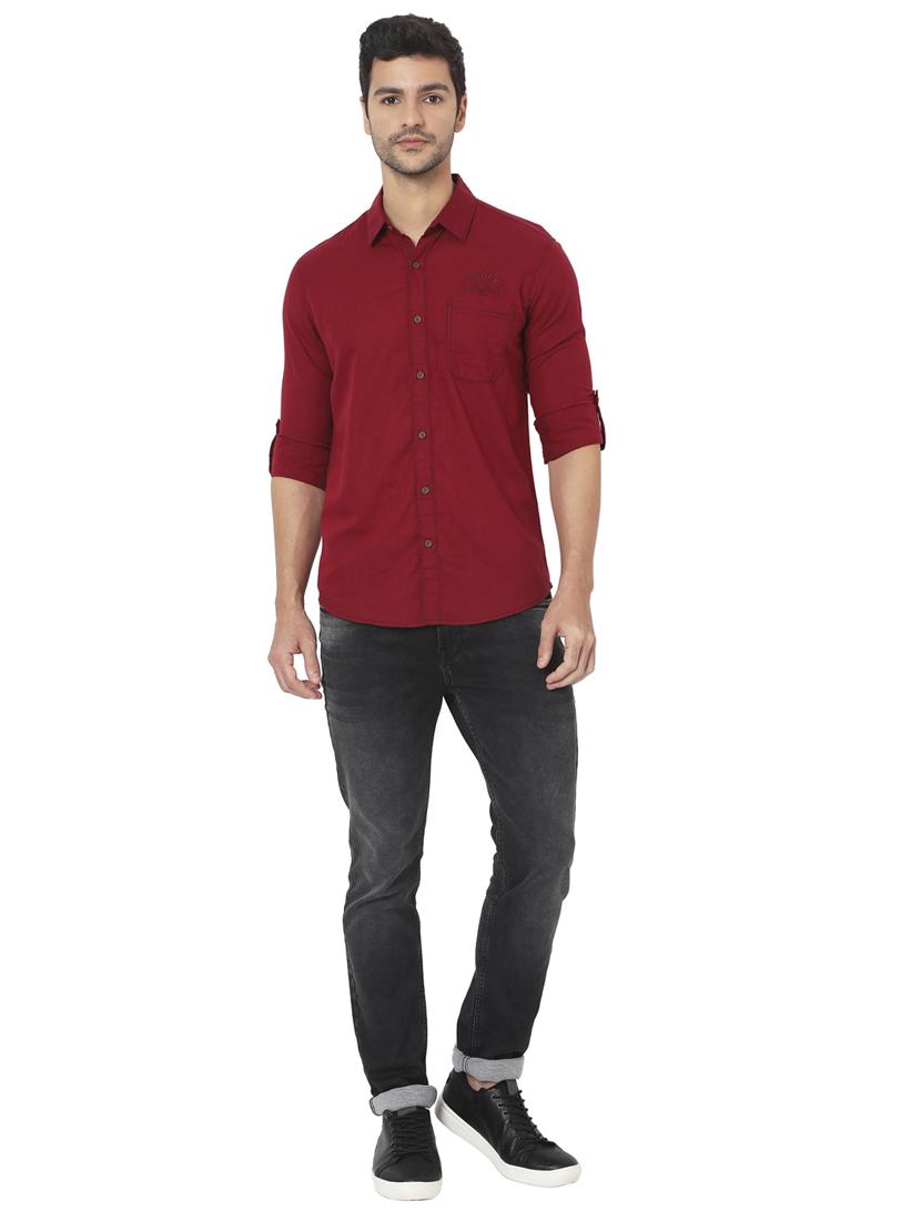 red solid casual shirt - 18329724 - Standard Image - 3
