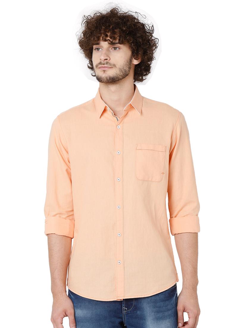 orange solid casual shirt - 18329765 - Zoom Image - 0