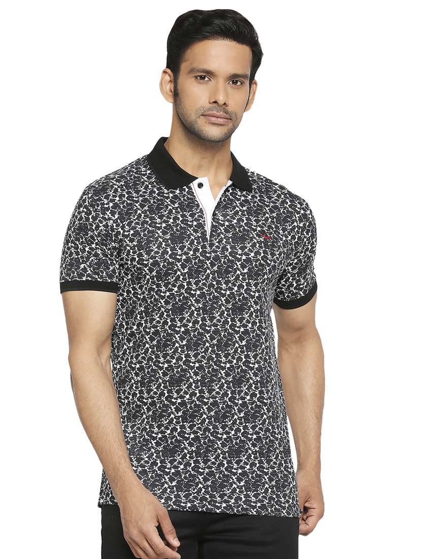 black printed polo t-shirt - 18329880 - Zoom Image - 0