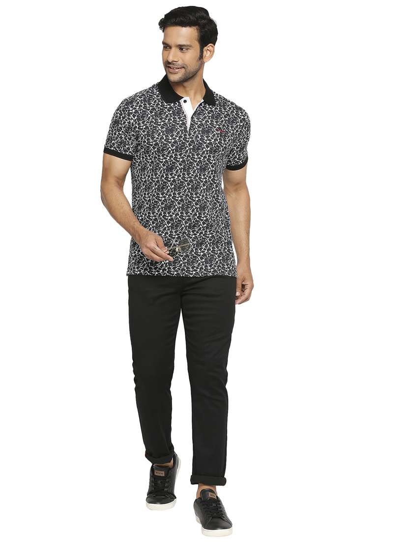black printed polo t-shirt - 18329880 - Standard Image - 3