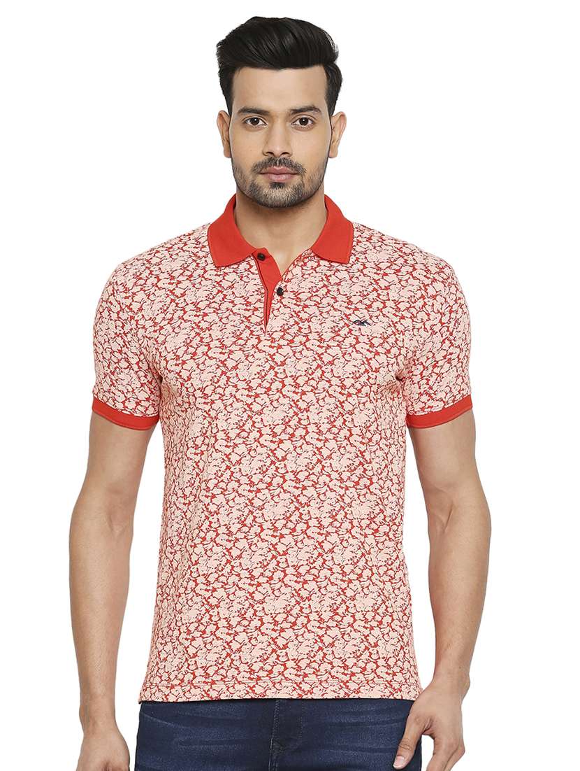 orange printed polo t-shirt - 18329881 - Zoom Image - 0
