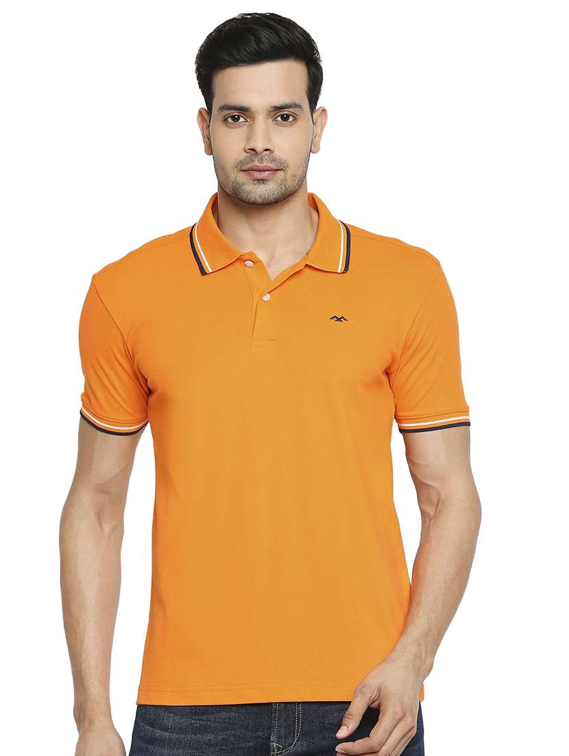 orange solid polo t-shirt  - 18329941 -  Zoom Image - 0