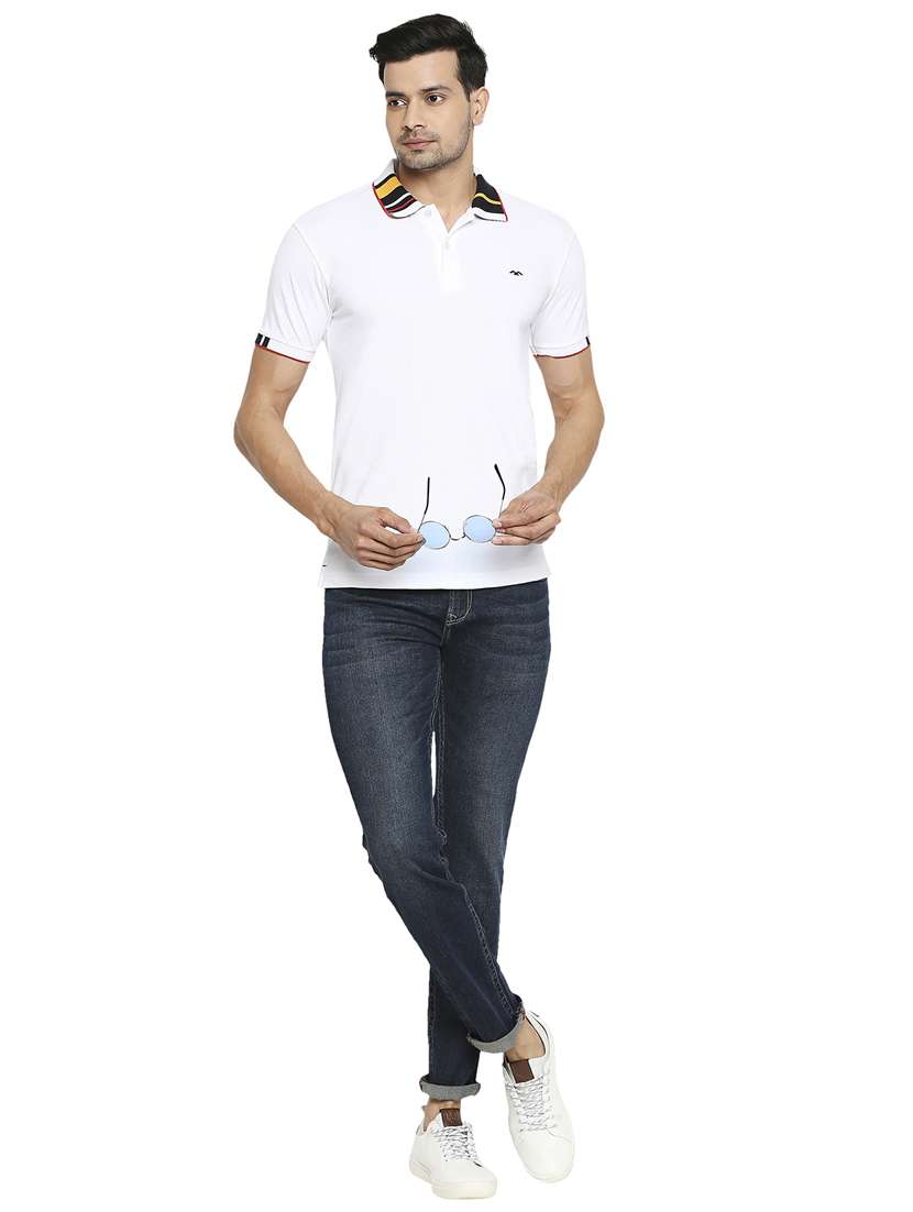 white solid polo t-shirt - 18329945 - Standard Image - 3