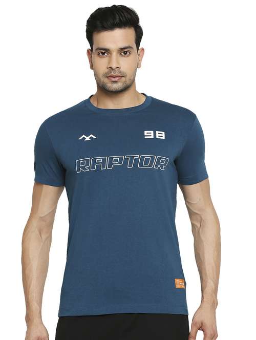 teal blue front print t-shirt - 18329962 - Standard Image - 0