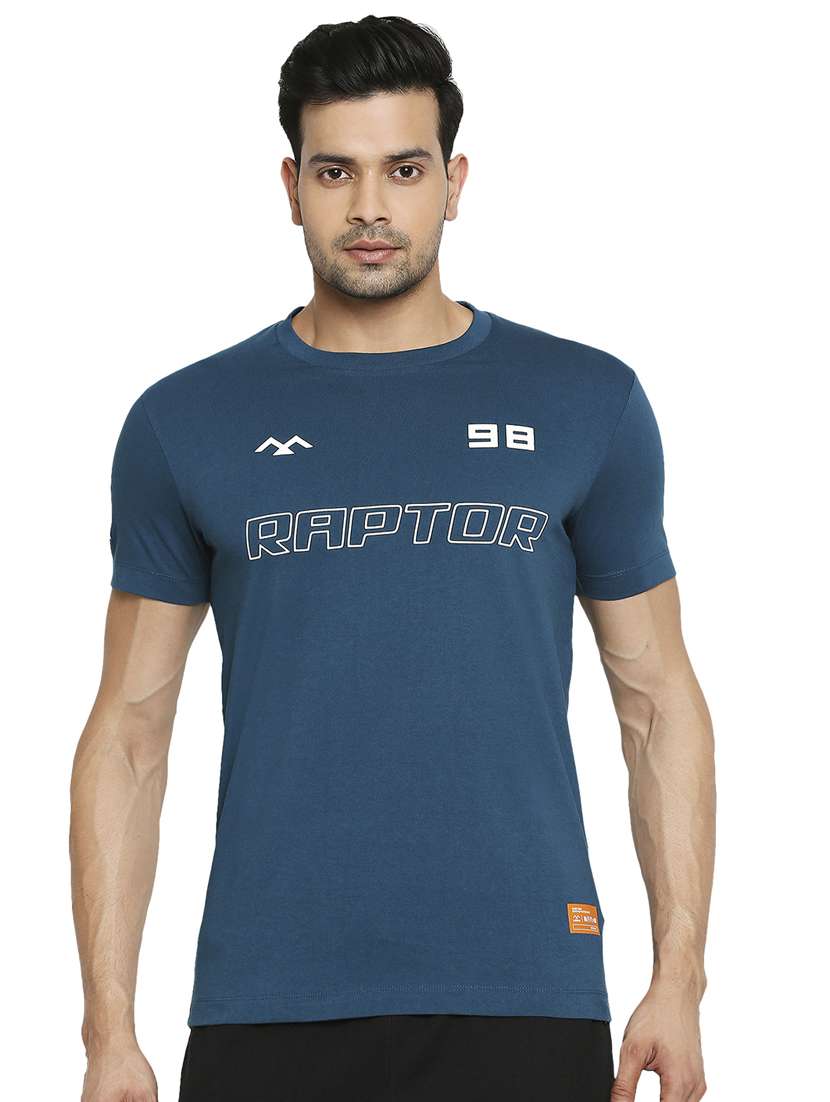 teal blue front print t-shirt - 18329962 - Zoom Image - 0