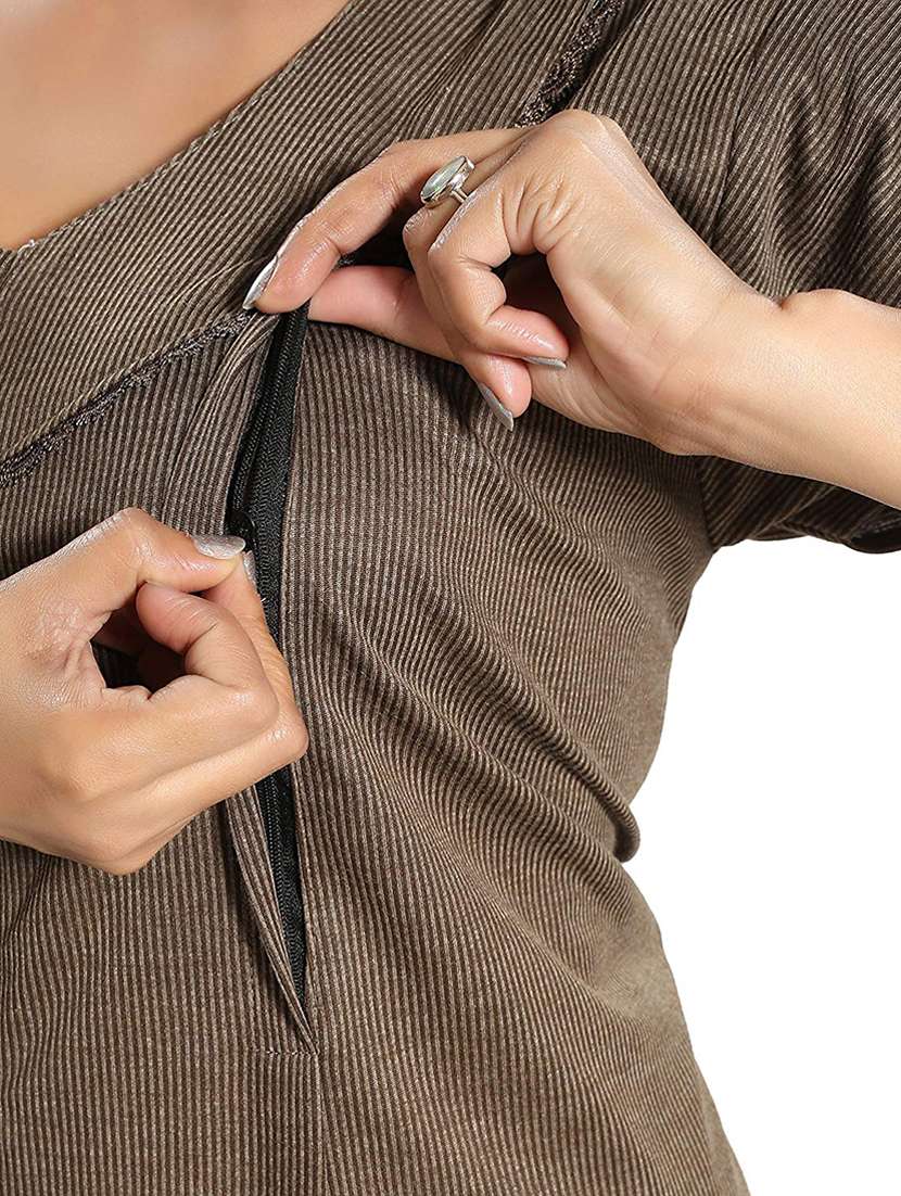 brown cotton maternity gown - 18330161 -  Standard Image - 3